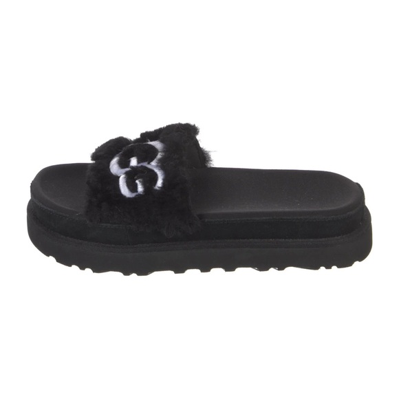 UGG Laton Black Fur Slides - Picture 2 of 6